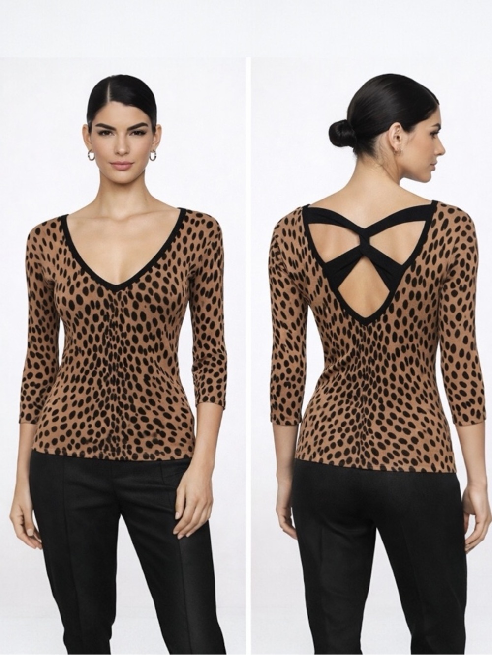 VTG Guess Leopard Print Open Back Sweater Y2K Animal Print Crisscross Back Top